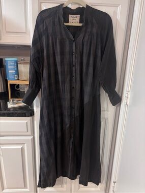 Seek Black Striped Midi Shirt Dress